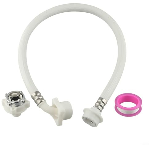 babominimer Tubo di ingresso per lavatrice 0,6 m/0,8 m/1 m, linea di alimentazione dell'acqua in PVC per rondelle portatili, compatibile con rubinetti standard, bianco (0,6 m)