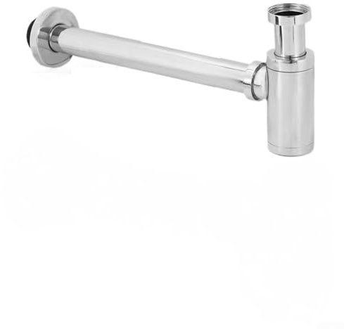 Stainless Steel Sink Siphon, Brass Bottle Trap For Bathroom Sink & Washbasin, Waste Odour Traps Plumbing Drain Tube, 28X10x4cm(Sliver)