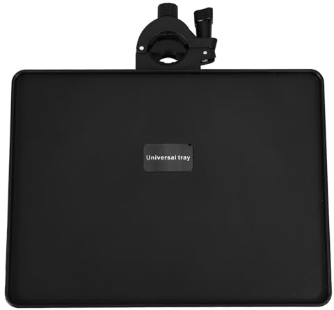 POPETPOP Soundkartenfach Mikrofonständerablage Mittel 22X165cm Schwarz Ablagehalter für Live Streaming mit 3 kg Tragkraft Glatte Oberfläche Aufsteckbar für Mikrofon und Notenständer