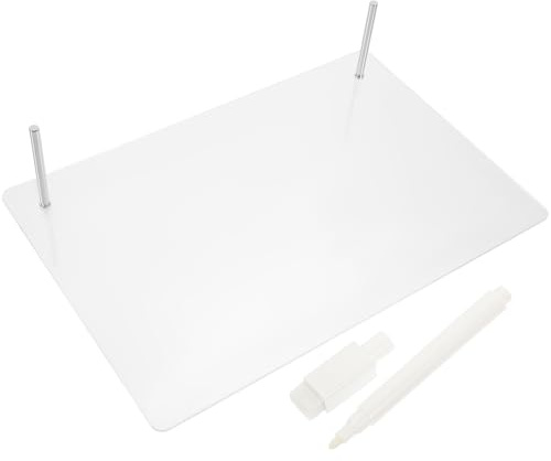 OATIPHO Lavagnetta Acrilica Trasparente 20x30 Cm Penna e Supporto Metallico, Lavagna Multifunzione Cancellabile per Ufficio e Scuola, Bacheca Portatile per Appunti e Messaggi