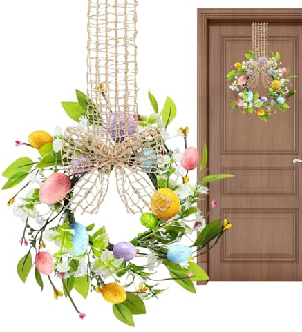 Corone di Pasqua per porta d'ingresso, ghirlanda artificiale sospesa decorazione primavera,decorazione di corona con per Pasqua, per feste e celebrazioni, ingresso, parete, Por