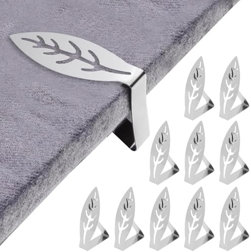 GWEOR 10 Pièces Pince Nappe Exterieur en Acier Inoxydable,Nappe Clips Anti-Glissant,Attache-Nappe Flexibles et Mobiles,pour l'Intérieur et l'Extérieur, Jardin, Pique-Nique, Barbecue, Fête