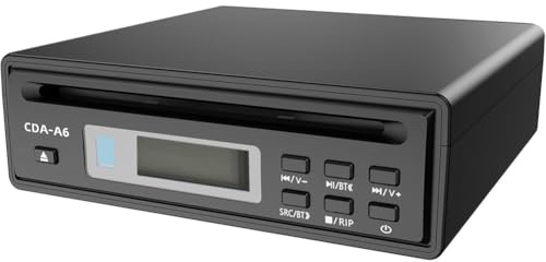 Frahou Lettore CD HiFi per la casa, dispositivo Hi-Fi esterno, lettore CD auto Bluetooth, ripper CD, funzione di rippatura USB, da CD a USB