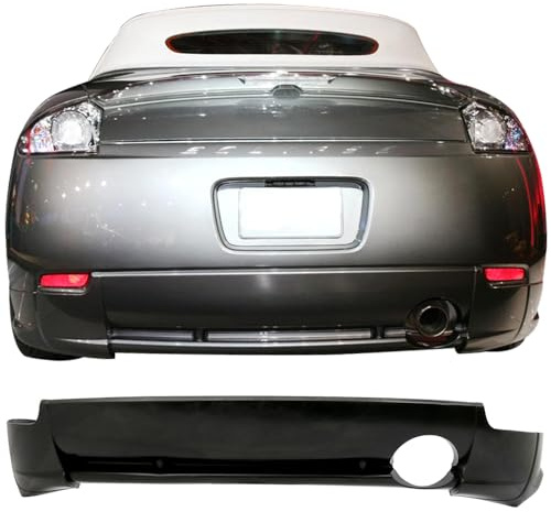 IKON MOTORSPORTS Rear Bumper Lip, Compatible with 2006-2008 Mitsubishi Eclipse, OE Factory Style Polyurethane PU Unpainted Black Rear Lower Spoiler Air Dam Chin Valance Splitter