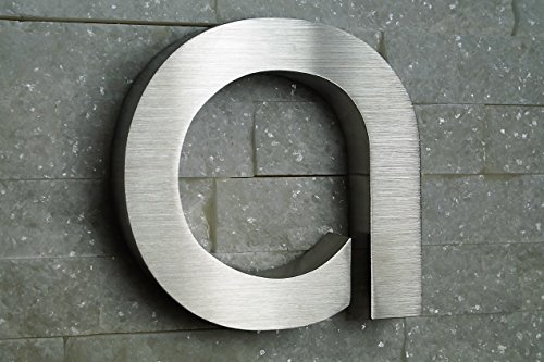 3D Hausnummer Buchstabe a Edelstahl ITC Bauhaus Design rostfrei witterungsbeständig 3D Effekt 15cm Höhe und 3cm Tiefe aus gebürstetem Edelstahl V2A ALLE erhältlich: 0,1,2,3,4,5,6,7,8,9,A,B,C,D,E
