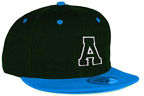 MFAZ Morefaz Ltd Barn vuxen storlek hattar snapback blå platt topp hatt pojke flicka vardaglig baseballkeps A-Z alfabet, a, en storlek