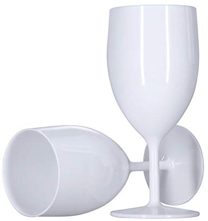ProductPro 12 x Wine Glasses White 300ml Reusable Plastic | Dishwasher Safe