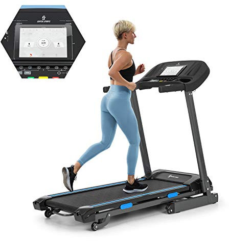 Capital Sports Pacemaker F120 Löpband - Löpbana: 42 x 120 cm (Bxl), Upp till 12 Km/U, Lownoise-Fx Drive, 4P-Antishock Suspension, Tabletthållare, 2,0 HP Motoreffekt, M: Utan Massagestation, Svart