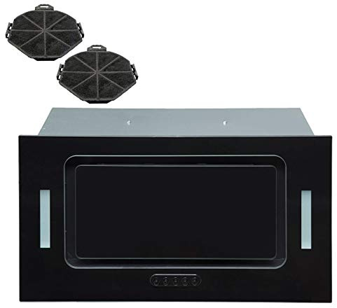 SIA UCG52BL 52cm Black Glass Built In Cupboard Cooker Hood Fan Extractor +Filter