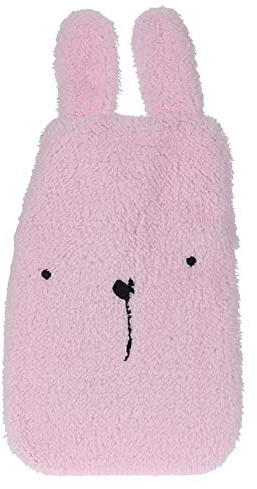 Wärmflasche mit Plüschbezug süßes Tiermotiv Plüschohren 27 x 17 cm (0,85 Liter, Bunny)