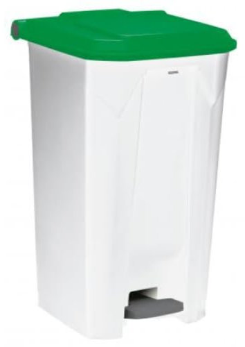 Poubelle à pédale Utilo - 100l - blanc / vert