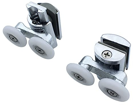 KEABATH Lot de 2 roulettes de porte en verre pour porte de douche - Roues doubles en alliage de zinc massif de 23 mm de diamètre pour cabine de douche, salle de douche, porte de douche de rechange