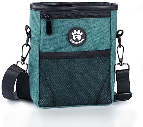 Silberpfote® Leckerlibeutel für Hunde - Futterbeutel für das Hundetraining und Gassigehen - Robust und wasserabweisend - viel Stauraum mit Kotbeutelspender