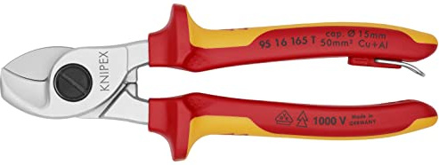 KNIPEX Tools 95 16 165 T Cable Shears-1000V Insulated, Tethered Attachment, 6-1/2