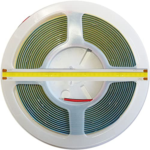 Mondo Strisce Led: Bobina da 5 metri senza Trasformatore, Alta Luminosità 5.000Lumen 1600Led 24V Luce Bianco Freddo 6000k. Striscia Led COB ip20 Strip