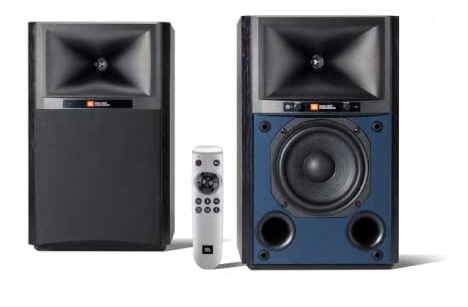 JBL 4305P Studio Monitor, Black Walnut - Powered Bookshelf Loudspeaker System - with Google Chromecast Built-in, Apple AirPlay 2 & Bluetooth