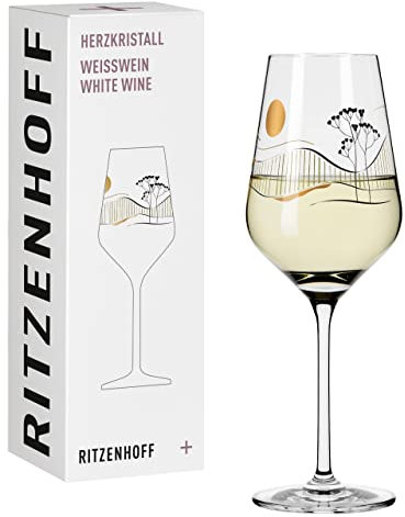Ritzenhoff 3011008 Copa de vino blanco 300 ml - Serie Herzkristall No. 8 - Vaso con motivo japonés en oro rosa - Made in Germany