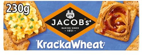JACOB'S Krackawheat Crackers, 230 g | Extra Crunchy Wheat & Rye Crackers, High in Fibre, No Artificial Colours or Flavours