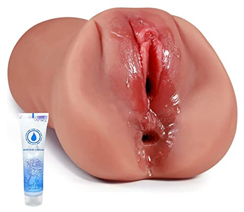 2 EN1 Realistico Masturbatore Uomo Tascabile Reale Giocattolo Erotico Sesso con Vagina Stretta Apertura Anale Pompino per Gli Uomini