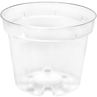 Garronda Vaso per Piante Rotondi in Plastica da Esterno e da Interno per Fiori, Giardini e Orchidee GD-0024 (1 Pezzo - Trasparente, ⌀ 17 cm H 13,5 cm)