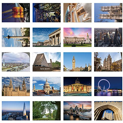 xtvinvm London United Kingdom UK Travel Postcards from Around the World Vintage Postcard Pack for Mailing Business Christmas Holiday Birthday Postcards with Mailing Side Set of 20