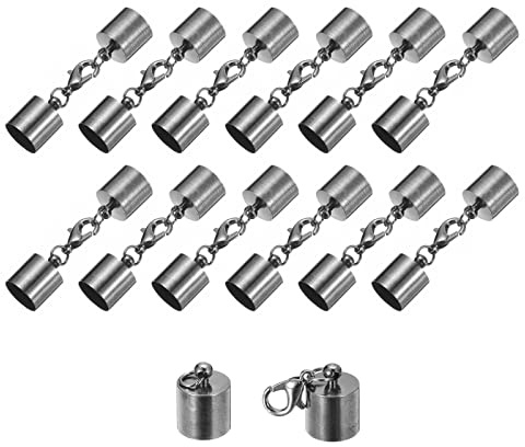 sourcing map 20 Stück Kettenverschluss 10mm Endkappen mit Hummerverschluss Klammern Endkappen Schmuck Verschluss für DIY Schmuckherstellung Leder Armbänder Selber Machen Metallisch Schwarz