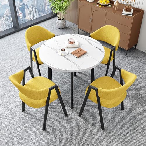 TELCIM Esstisch Mit 4 Stühlen Set, Rezeption Tisch Und Stuhl Kombination, Platzsparend Runder Besprechungstisch Mit Stühlen Set, Freizeit Couchtisch Set, Für Balkon, Küche, Wohnzimmer (Color : E)