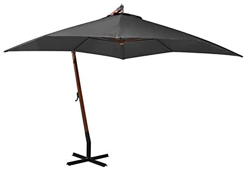 Gecheer Ombrellone,Parasole,a Sbalzo,Antracite,Palo,in Legno Abete,3x3 m,Ombrellone da Sole,Decentrato,Ombrellone da Giardino,Ombrellone da Esterno,Patio,Terrazzo,Piscina,Spiaggia,Mare