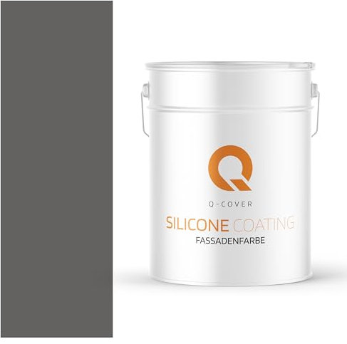 Q-COVER Fassadenfarbe 10 L Anthrazit Silikonharz Fassadenfarbe Außen Wandfarbe Wetterfest