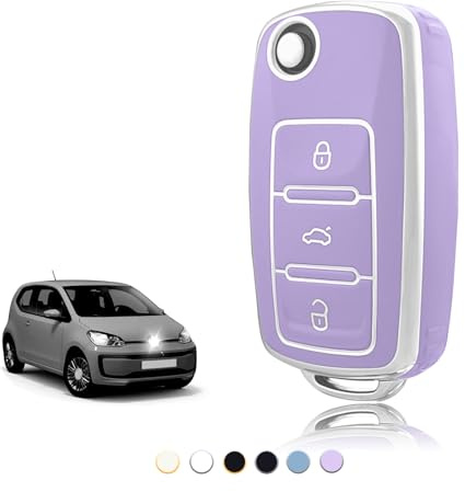 TOOMUME Schlüsselhülle TPU, Autoschlüssel Hülle Passt für VW Volkswagen Golf 4/5/6 Polo Up Jetta Caddy Beetle Multivan T5 Seat Ibiza Leon Skoda Fabia, Schlüsselcover Schutz Schlüsselgehäuse - Flip Key