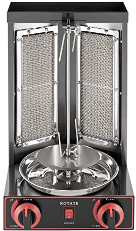 Barbecue verticale a gas, 3000 W, 2 bruciatori, in acciaio inox, per kebab