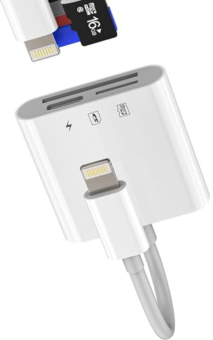 Lecteur de carte SD Lightning (3 en 1) pour Apple iPhone 14 Pro Max Câble de charge Adaptateur TF Micro SD Port de transfert de mémoire pour iPad Stockage externe Accessoires Adaptateur Transfert de