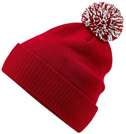 Roughtex Bommelmütze Damen Herren Wintermütze Pudelmütze | Doppellagiger Strick - 100% Soft-Touch Polyacryl - mit Umschlag oder als Slouch-Beanie - 2-farbiger Bommel
