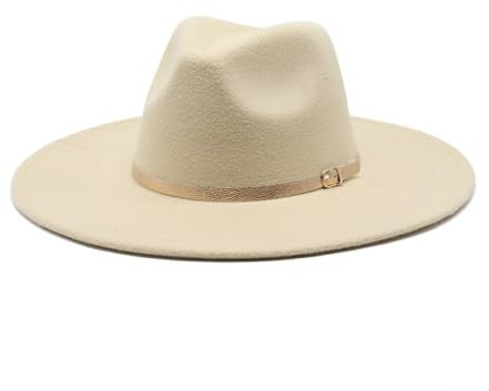 Jiaxu-Hüte 9cm Woll-Zylinder mit großer Krempe Mode gewebter Zylinder Pfirsich-Top Jazz-Zylinder mit großer Krempe, 22 Farben optional(Beige)