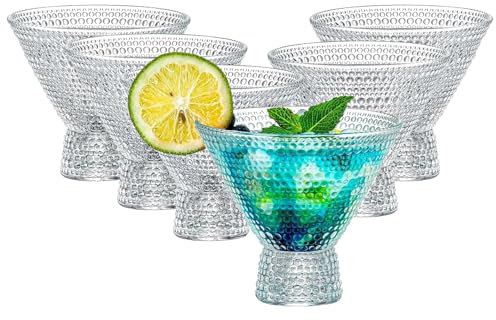 Paquete de 6 vasos de Martini sin tallo, 230 ml, vasos de cóctel vintage, vasos de cristal para margarita, cristalería para bar, Martini, Cosmopolitan, Manhattan, Gimlet, Pisco Sour, Brandy
