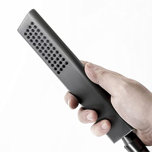 KHYTEBV Pommeau de Douche Ensemble de pommeau de Douche à Main Pommeau de Douche à Main en Laiton Pommeau de Douche à Effet Pluie Pommeau de Douche à Main carré, Tuyau de Douche, Support de Douche, A