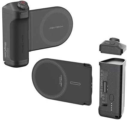 PGYTECH MagCam Phone Grip Kit, Empuñadura de Teléfono 3 en 1 con Carga Inalámbrica Magnética MagSafe/Mando Bluetooth Desmontable para iPhone 12/13/14/15/16/Android 14, Color Negro