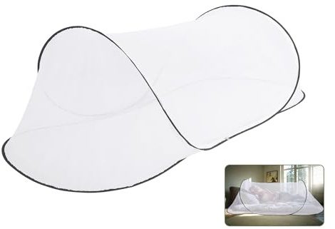 Mosquitera portátil plegable de 78 x 32 x 22 pulgadas, mosquitero portátil con fondo de red, para cama de camping o viaje (negro con fondo)