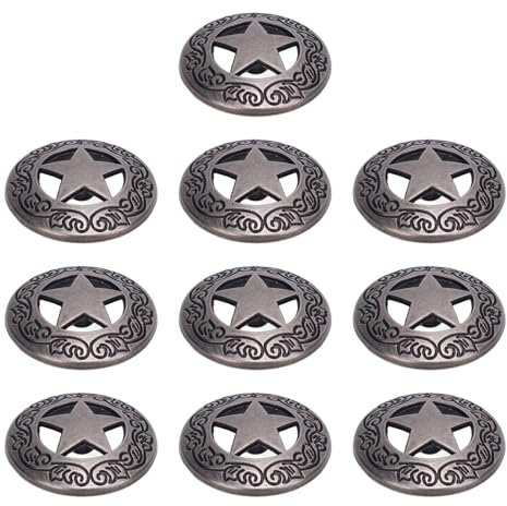 10 Sets Nieten Schrauben Zinklegungsnieten Schrauben Werkzeuggewehr 28mm Hohle Fünf Spitze Sternnieten und 4,5 Mm Gekreuzte Schraube für Lederkragengürtelbeutel