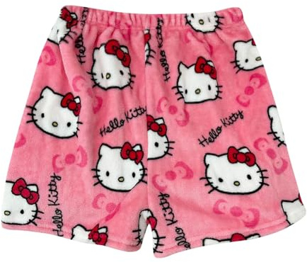 Chnnamzu Pantalon Pyjama Femme Flanelle - Bas de Pyjama Polaire Chaud et Doux Confort Cartoon Chat Anime Imprimé Kawaii Mode Décontracté Vêtements de Nuit Pantalons pour Maison Lounge