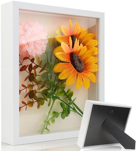 TXXATX 25x20x3 cm 3D Bilderrahmen zum Befüllen Bilderrahmen Tief zum Befüllen mit Transparente Acrylplatte für Desktop Wand Objekte Fotos Hochzeitsstrauß DIY - Weiß