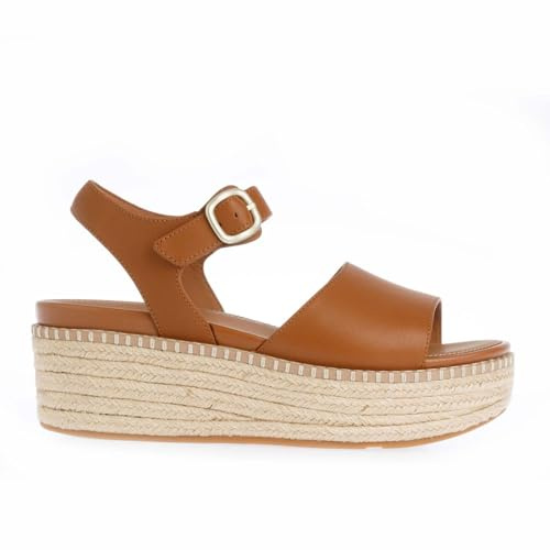 Kvinnors passform flop Eloise Espadrille ryggrem kil sandaler i brunt, Brun, 42 EU