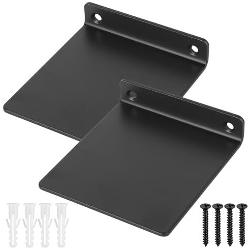 IYEREER 2 Pz Mensole da Muro Piccole Nera, Mensole da Parete, Mensola da Parete, Mensola a Muro da Metallo Piccola, Scaffale Libreria Galleggianti per Camera da Letto Cucina Bagno, 11 x 10 x 2,2 cm