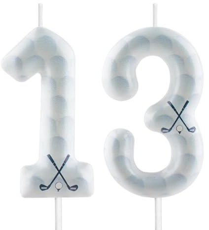 Golf Birthday Candles 13th Golf Themed Birthday Party Decorations, Funny Cake Topper Candles for Boys Girls Kids Sport-Theme Party Supplies