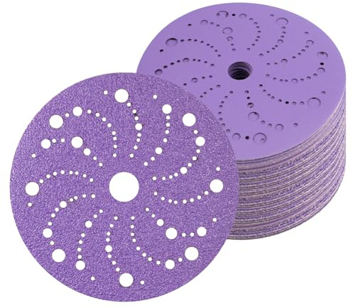 25 discos abrasivos de 150 mm, grano 40, disco abrasivo de cerámica, gancho y hebilla, lijadora orbital, multiagujeros, durabilidad y eficacia, disco de lijado limpio para madera, metal, plástico
