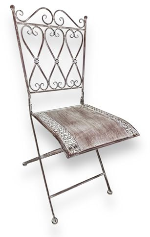 Crispe home & garden Stuhl Bilbao klappbar aus Metall | Vintage Design | 6 kg | Gartenstuhl wetterfest für Balkon Terrasse Outdoor | Antik Look | 94,5 x 39 x 53 cm