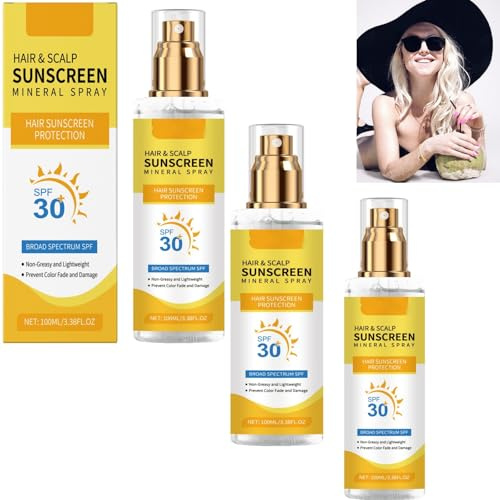 Spray de protection solaire pour l'air et le cuir chevelu SPF 30 - Protection contre le soleil pour le cuir chevelu et les cheveux, empêche la décoloration et la sécheresse (3PCS)