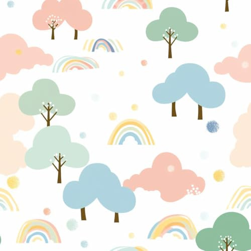 Selbstklebende Tapete Boho Wald Bunter Regenbogenwald Kontaktpapier Klebefolie Möbel Tapete Kinderzimmer Muster Dekofolie Möbelfolie Selbstklebend Wand Tapeten Wohnzimmer Schrankfolie Klebefolie Kind