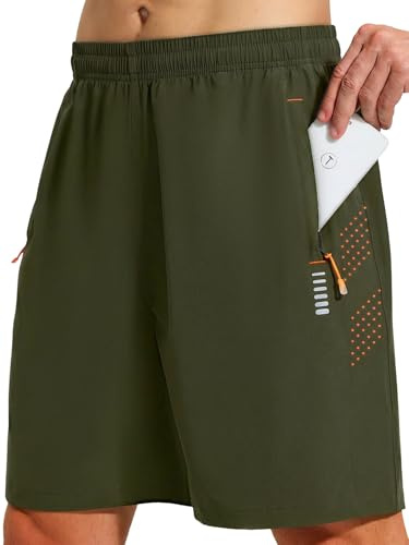 Cimic Pantalon Corto Hombre Running Transpirables Secado Rápido con Bolsillo Short Ropa Deportiva Pantalon Tenis Hombre Pantalon Gym para Baloncesto Fitness Pantalones D3030 Green L