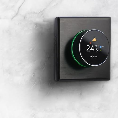 Hyuduo Termostato Inteligente, Termostato Inteligente WiFi, de Calentamiento Eléctrico con Luz de Fondo, Pantalla Artística TFT Circular de 32 Pulgadas, para Calefacción de Agua, Caldera de Gas o
